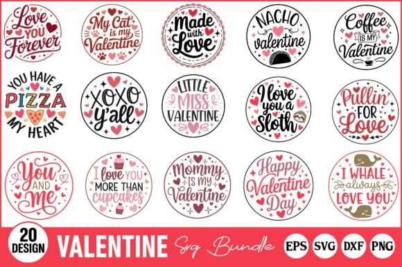 A Valentine Round Sign SVG Bundle for Branding & Crafts