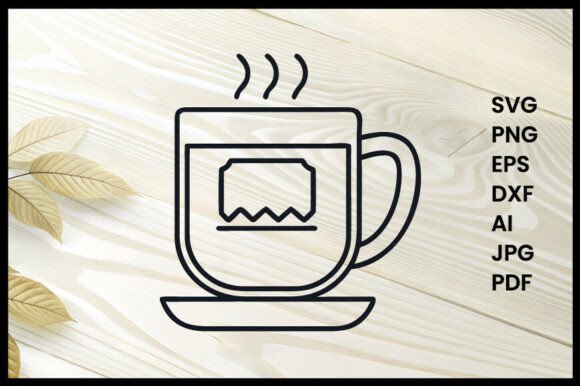 Mug of Tea Line Art Graphics for Crafts & Printables