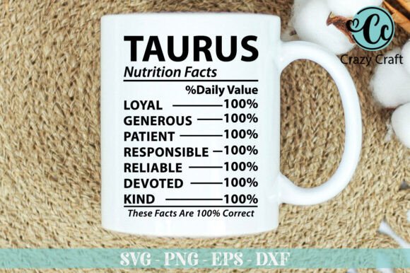 Taurus Nutrition Facts Svg for Creative Graphics & Crafts